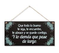 CARISPIBET Que todo lo bueno placas decorativas inspiradoras decoración colgante letreros decorativos para el hogar adornos rústicos motivación y felicidad 15 x 30 cm