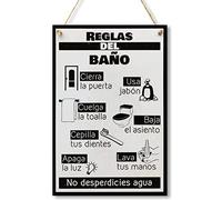 CARISPIBET Reglas del baño cartel decorativo placa de decoración de para para el hogar, baño, restaurante 30 x 20 cm