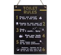 CARISPIBET Reglas del Baño - carteles decorativos para el hogar divertidos y chistosos, placas para decoración de baño accesorio para el hogar de 20 x 30 cm