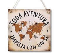 CARISPIBET Toda a aventura empienza con un sí cartel decorativo placas decorativas de pared 20 x 20 cm