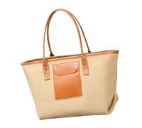 CARISSETT Bolsa de playa contemporánea para mujer, bolsa de hombro tejida con ribete de poliuretano, bolso de viaje de gran capacidad para vacaciones y vacaciones, hombro para playa, Khaki, One Size