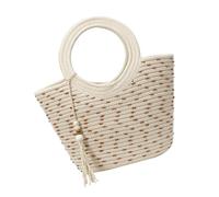 CARISSETT Bolsa de playa grande tejida de paja para mujer, ligera, práctica, con asa superior, para vacaciones, playa, vacaciones, beige, One Size