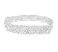 CARISSETT Cinturón ajustable con acabado metálico de lujo para ocasiones especiales, cintura de metal ligera para viajes y eventos de negocios, banda de vestir de metal, blanco plateado, Talla única