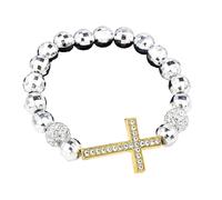 CARISSETT Colgante religioso de cordón elástico flexible con detalle de piedra texturizada, adecuado para ocasiones casuales o formales, joyería elástica de moda, talla única, como se describe