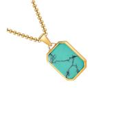 CARISSETT Collar con colgante geométrico rectangular de acero inoxidable, joyería de piedras naturales, adecuado para varias ocasiones, ajustable, acero inoxidable para hombres, talla única, como se