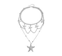 CARISSETT Collar con dije de estrella de mar de aleación en tono dorado, longitud ajustable, apilable, joyería de múltiples capas para trajes elegantes, collar ligero de vacaciones, talla única, como