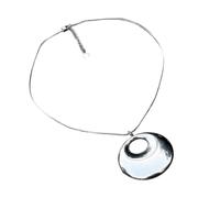 CARISSETT Collar de acero inoxidable plateado con colgante simple para el cuello, pieza de joyería para peinar capas de joyería avanzada Feelin joyería básica para guardarropa