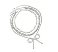 CARISSETT Collar de cadena ajustable, sofisticado collar de perlas con colgante de lazo único para amantes de la moda, talla única, como se describe, como se describe