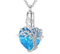 CARISSETT Collar de cenizas de acero inoxidable para conmemoración de cremación con diseño de corazón de árbol enredado y cierre de tornillo de sellado con forma de corazón entrelazado de acero
