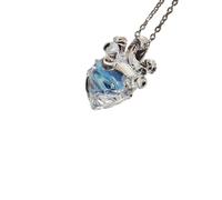 CARISSETT Collar de corazón de cristal hecho a mano con cadena de plata ajustable, joyería romántica para su aniversario, diseño único, joyería de corazón para regalos, talla única, como se describe