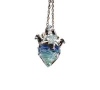 CARISSETT Collar de corazón de cristal hecho a mano con cadena de plata ajustable, joyería romántica para su aniversario, diseño único, joyería de corazón para regalos, talla única, como se describe