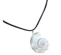 CARISSETT Collar de cuentas de concha natural y concha ajustable, cierre de corbata, hecho a mano, diseño ligero, cordón para el cuello, talla única, como se describe, como se describe