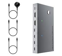 CARISSETT Conmutador KVM USB C para 2 portátiles, configuración de monitor doble, 4K a 60Hz, 80W, carga de 5 Gbps, transferencia de datos para portátiles, accesorios, conmutador KVM USB C, monitor