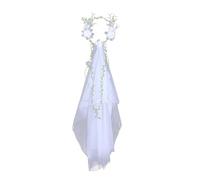 CARISSETT Diadema ligera de velo de novia para adultos, adolescentes, celebraciones de hadas, accesorios de fotografía, ajuste elástico, accesorio ligero para el cabello de boda