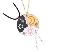CARISSETT Elegante juego de collar con colgante de sol y luna y estrella, decoración para mejores amigos, parejas, cadena ajustable, joyería de moda, regalo de cadena ajustable