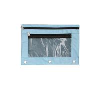 CARISSETT Estuche portátil de 3 anillas, estuche para lápices, doble cremallera, bolsa de archivos, suministros de oficina escolar para almacenamiento de estudiantes, azul celeste