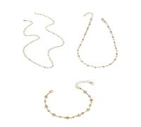 CARISSETT Juego de collar y collar en Y ajustable de tres piezas para mujer, joyería de moda para el cuello del cuerpo, regalo de aleación, materiales minimalistas, joyería corporal para fiestas