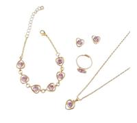 CARISSETT Juego de pendientes de corazón de cristal, elegante juego de joyería para uso diario, joyería de aleación con textura, regalo para mujeres creadoras de tendencias, accesorios elegantes