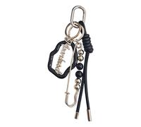 CARISSETT Llavero de espejo de cristal con cordón de cuero suave, soporte de metal, herramienta de maquillaje portátil para uso diario, correa de cuero para uso diario, Negro, Talla única