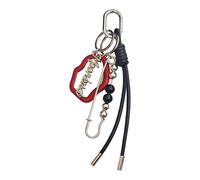 CARISSETT Llavero de espejo de cristal con cordón de cuero suave, soporte de metal, herramienta de maquillaje portátil para uso diario, correa de cuero para uso diario, rosso, Talla única