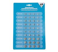 CARISSETT Paquete de 40 pilas de botón para relojes, juegos, cámaras de larga duración y potencia