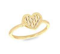 CARISSIMA Anillo corazón brillo de 9 mm x 7,9 mm de oro amarillo de 9 ct para mujer, talla L