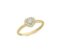 CARISSIMA Anillo Corazón Halo 7.5mm x 6.5mm de Oro Amarillo 9 Quilates con Circonitas para Mujer #P