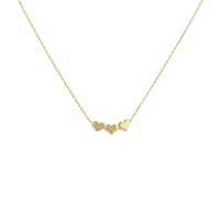 CARISSIMA Collar ajustable de oro amarillo de 9 quilates con triple corazón para mujer, 41 cm - 46 cm