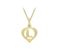 CARISSIMA Collar con Colgante Corazón con Inicial 'L' (Corte Diamante) para Mujer - Cadena Grumet en Oro Amarillo 9K (375) - 46 cm