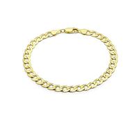 CARISSIMA Men's 9ct Yellow Gold 6mm Diamond Cut Flat Curb Chain Bracelet of Length 23 cm/9 Inch