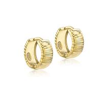 Carissima Pendientes con Aro Estriado y Bisagra Tipo Esposas para Mujer en Oro Amarillo 9K (375) - 6mm x 15.5mm