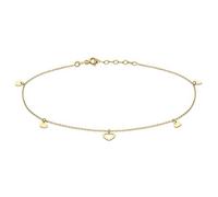 CARISSIMA Pulsera de Tobillo Ajustable Corazón Abierto y Cerrado 4.8mm x 4mm Oro Amarillo 9 Quilates para Mujer de 23cm/9"-25.5cm/10"