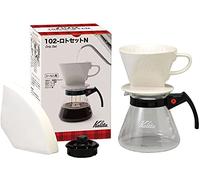 Carita Kalita - Cafetera de vidrio con soporte de filtro de cerámica y 102 filtros de papel, 500 ml, fabricada en Japón