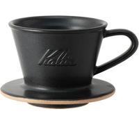 Carita Kalita - Gotero de café Mino Ware Cerámica de alta retención de calor para 1 a 2 personas, DACHI & KalitaMI 155, color negro arena #01107, serie Wave, fabricado en Japón, equipo de goteo, para