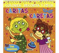 Susaeta - Libro Caritas y caretas - Colorea, recorta y pega