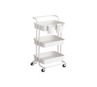 SONGMICS Carro Rodante, Caritro de Almacenamiento de 3 Niveles, con Mango, 2 Organizadores Pequeños, Marco de Acero, Cestas de Plástico, para Dormitorio, Lavadero Baño, Blanco BSC067W01