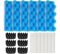 Carkio 18 filtros de acuario de repuesto compatibles con Fluval 306/307 para acuario, incluye esponja orgánica azul, blanco, negro