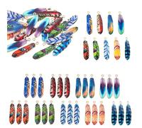 Carkio 36 colgantes de plumas de aleación con impresión de metal, cuentas de plumas de 1.5 pulgadas, colgantes de plumas esmaltadas para manualidades, joyas, pulseras, collares, aretes, manualidades