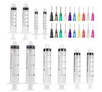 Carkio - Juego de agujas de jeringa (30 unidades, 3 ml, 5 ml, 10 ml, 20 ml, 30 ml, jeringas de 16, 18, 19, 20, 21, 22, 23, 24, 25, 27 GA, 12,7 mm)