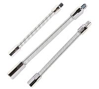 Carkio juego de barras de extensión de zócalo flexible, cables de extensión de 1/4 pulgadas, 3/8 pulgadas, 1/2 pulgadas, acero inoxidable, plata, 3 piezas