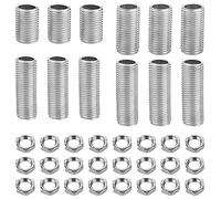 Carkio Juego de Boquillas de Tubo de Lámpara M10 - 0.8, 1.2, 1.6, 2 Pulgadas de Longitud - Incluye Pezones y Tuerca, Chapado en Zinc - 36 Piezas