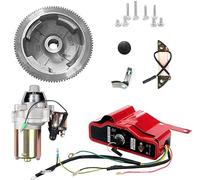 Carkio Kit de conversión de arranque eléctrico compatible con Honda GX340 GX390 11HP 13HP Motor de arranque Interruptor de llave de rueda de inercia Bobina Ventilador de encendido Ajuste