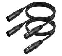 Carkio Pack de 2 cables de micrófono XLR de 3,3 pies, libre de oxígeno, de cobre macho a hembra, 3 pines, equilibrado XLR Mic Cables para Speaker Podcast Audio Mixer DMX Effector Amplifier Sound Car