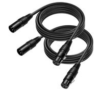 Carkio Pack de 2 cables de micrófono XLR de alta calidad, 10 pies de cobre libre de oxígeno, macho a hembra, 3 pines, equilibrado XLR Mic Cables para Speaker Podcast Audio Mixer DMX Effector Amplifier