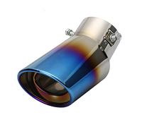 Carkio Tubo de escape de acero inoxidable para coche, silenciador de punta azul, atornillado, universal, curvado, diámetro 3,8 cm - 5 cm