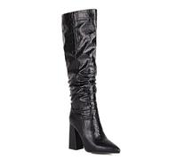 Carkuolary Mujeres Knee Botas Altas with Chunky Heel Puntiagudo Faux Cocodrilo Comodo and Fashionable Retro Botas for Otoño and Invierno Wear para mujer Niñas Señoras Negro Numero 39