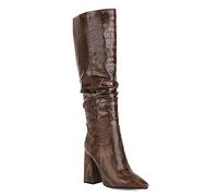 Carkuolary Mujeres Knee Botas Altas with Chunky Heel Puntiagudo Faux Cocodrilo Comodo and Fashionable Retro Botas for Otoño and Invierno Wear para mujer Niñas Señoras Marrón Numero 38
