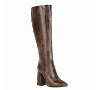 Carkuolary Mujeres Knee Botas Altas with Chunky Heel Puntiagudo Faux Cocodrilo Comodo and Fashionable Retro Botas for Otoño and Invierno Wear para mujer Niñas Señoras Marrón Numero 41