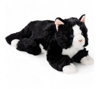 Carl Dick Gato acostado en blanco y negro, animal de peluche