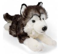 Carl Dick Husky negro acostado, animal de peluche